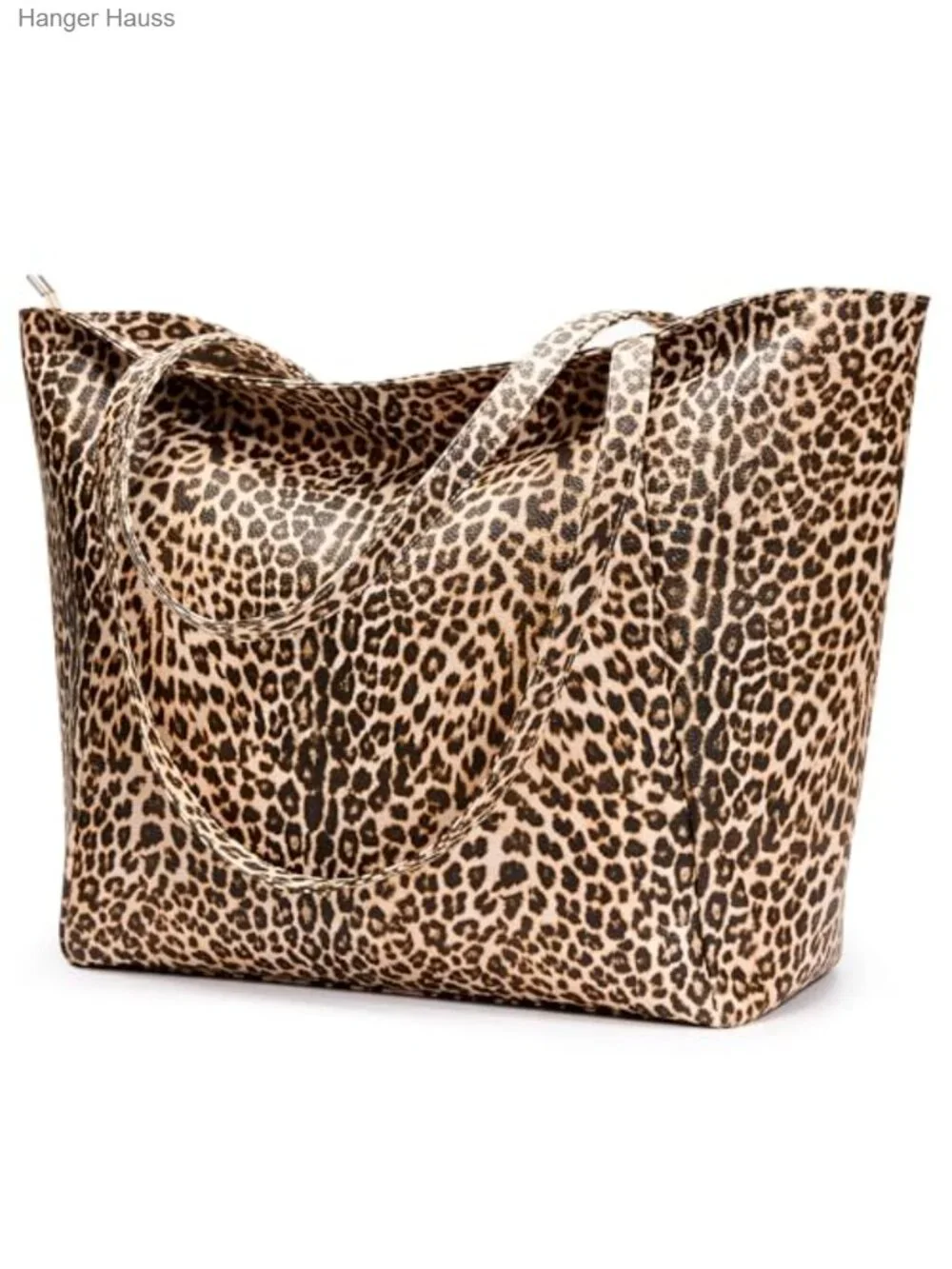 Large Vegan Leather Tote Bag with Zipper - Casual Work Weekender 16L